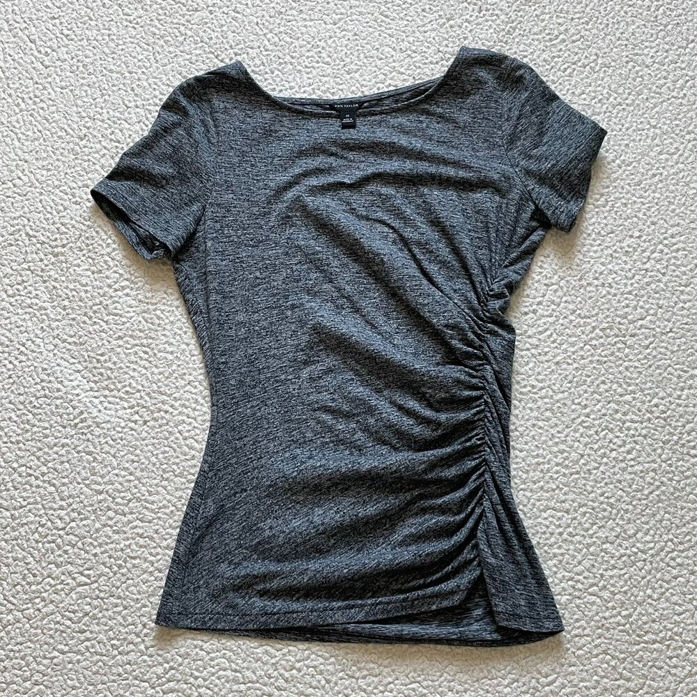 Ann Taylor Gray Ruched Tee